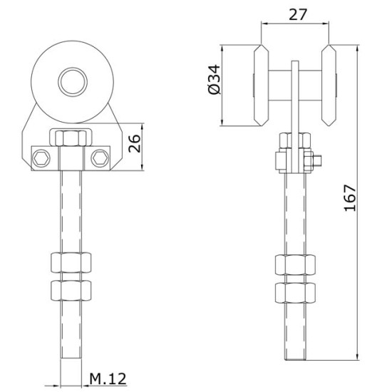 Sliding Door Hardware Simple Nylon Trolley U40