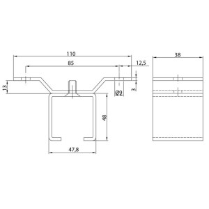 Ceiling Support Sliding Door Track Stainless Steel U