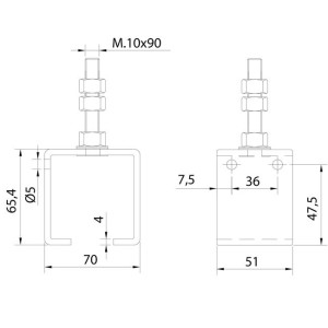 Abrazadera Rail U 60 Ajustable