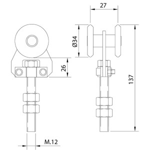 Sliding Gate Trolley Short U40