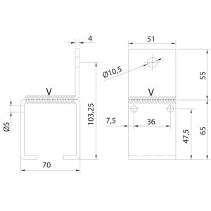 Abrazdera Rail U 60 Pared Soldada