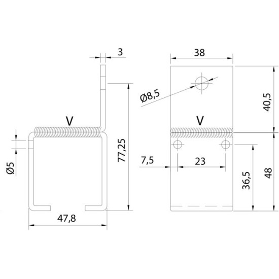 Abrazadera Rail U 40 Pared Soldada