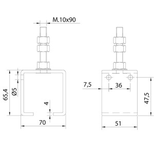 Stainless Stell Sliding Door Track Support U60