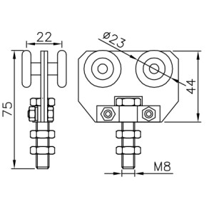 Sliding Gate Hardware Nylon Trolley U30 Double