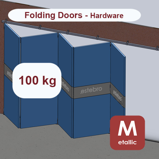 Metallic hanging sliding door’s with overlapping panels hardware up to 100 Kg