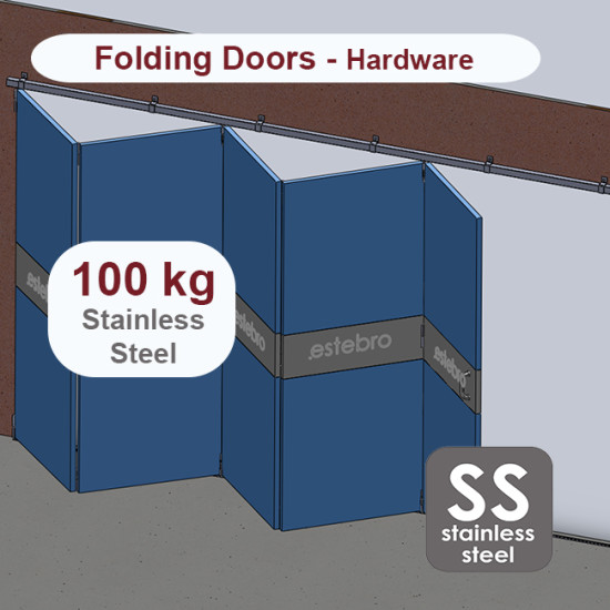 Stainless steel hanging sliding door’s with overlapping panels hardware up to 100 Kg