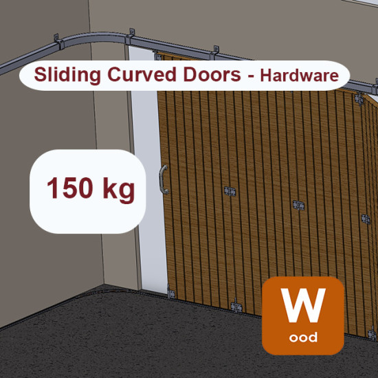 Wooden hanging sliding curved door’s hardware up to 150 Kg