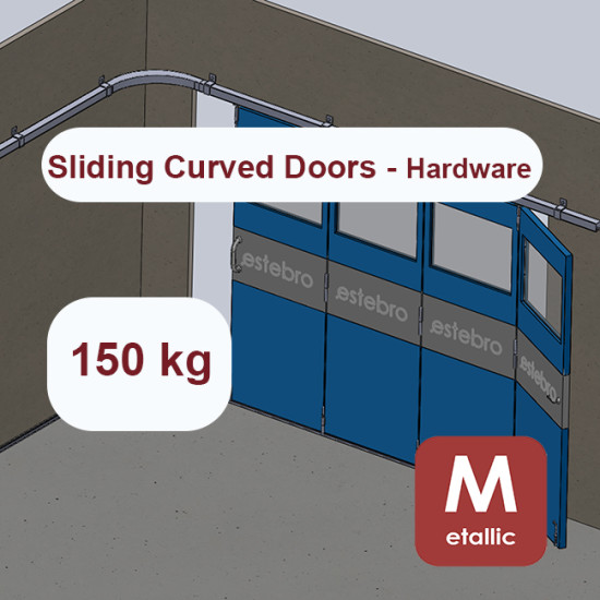 Metallic hanging sliding curved door’s hardware up to 150 Kg