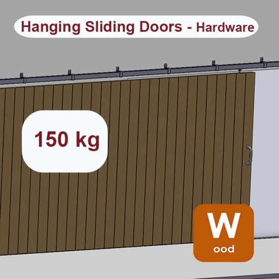 Wooden hanging sliding door’s hardware up to 150 Kg