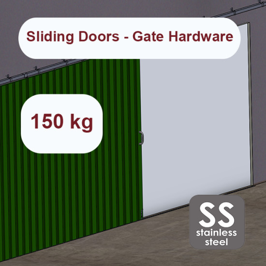 Stainless steel hanging sliding door’s hardware up to 150 Kg