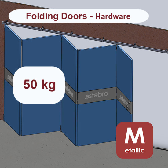 Metallic hanging sliding door’s with overlapping panels hardware up to 50 Kg