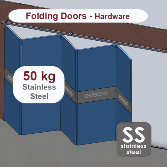 Stainless steel hanging sliding door’s with overlapping panels hardware up to 50 Kg