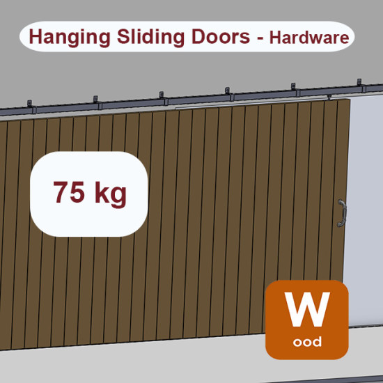 Wooden hanging sliding door’s hardware up to 75 Kg