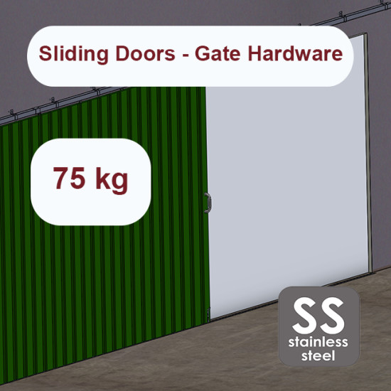 Stainless steel hanging sliding door’s hardware up to 75 Kg