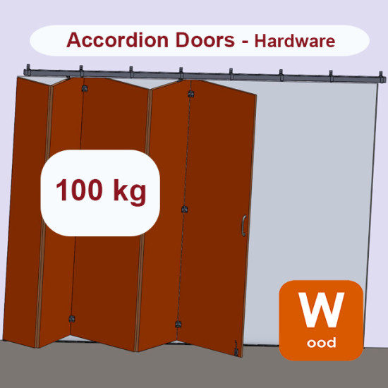 Wooden hanging sliding accordion door’s hardware up to 100 Kg