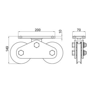 Polea Tandem Doble 120 Puertas Correderas